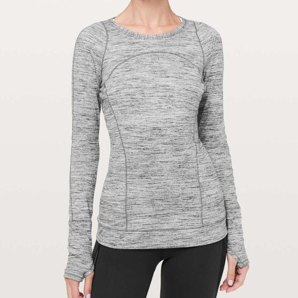 Lululemon Athletica Women's Cypress Kiss Long Sleeve Space Dye Camo Seal Grey 10